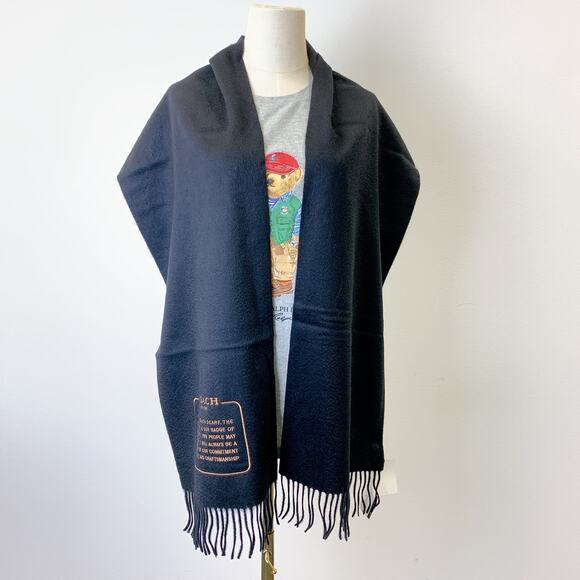 Coach CB685 Embroidered Patch Cashmere Muffler IN Black